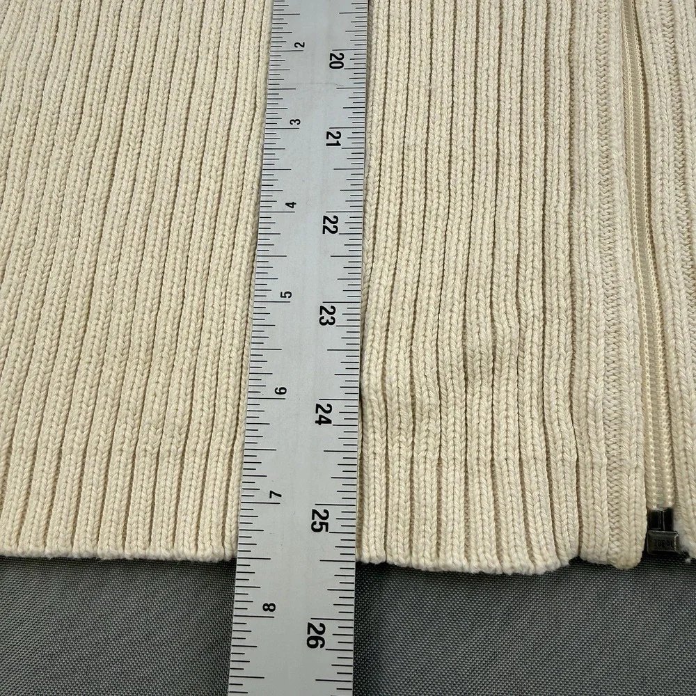 Polo Ralph Lauren‎ Ribbed Quarter-Zip Pullover Men's Size M Ivory Navy Mock Neck
